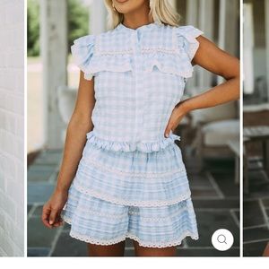 NWT blue gingham set boutique